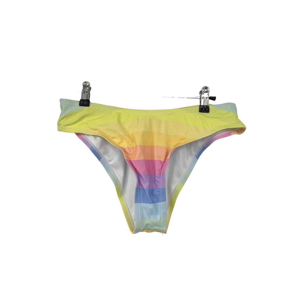 Hot Topic Bikini Bottom Womens Large Hipster Swim Brief Multi Pastel Rainbow